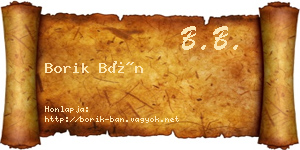 Borik Bán névjegykártya